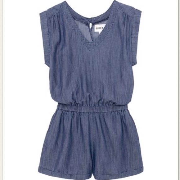Olive & Oak Pants - Olive + Oak Chambray V Neck Romper